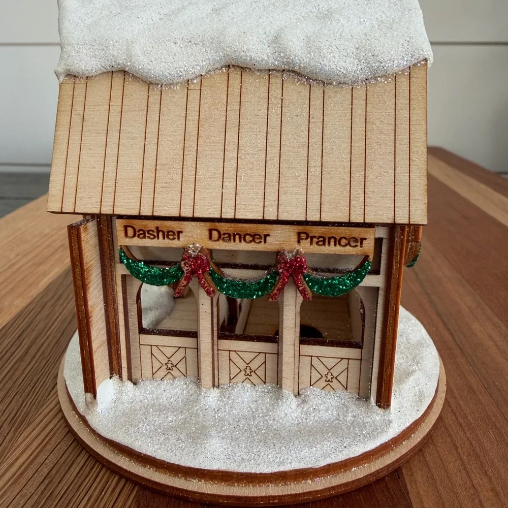 Vintage Ginger Cottages 2013 USA SANTAS REINDEER Barn